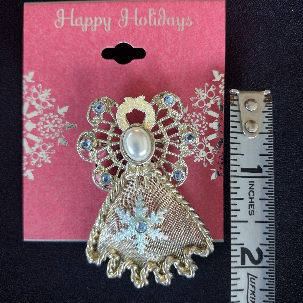 Golden Rhinestone Angel Brooch NWT - Picture 5 of 5